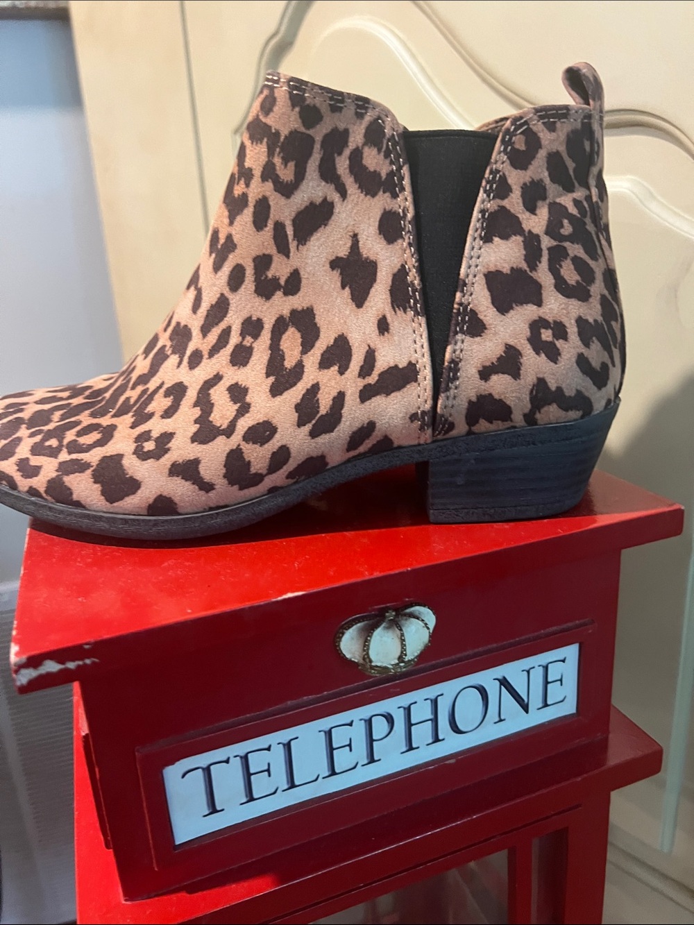Leopard Print Ankle Boot - Brown